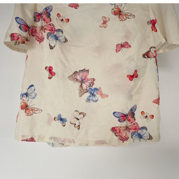 Vintage Silk Butterfly Fairy Top / Sz S/M / Flutter Sleeves Handmade Boxy Cut - Picture 5 of 8